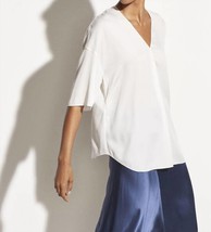 Vince satin v-neck popover in Optic White - size S - £132.53 GBP