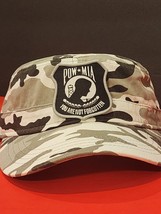 POW MIA Patched White Camo Cadet Hat - $24.99