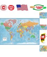 Portable 8x10 Folded World Map - Unfold to 24x36 inches for Stunning Dis... - $26.56 CAD