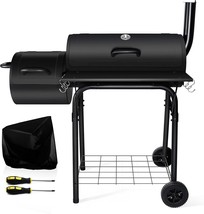 Grill With Smoker: Leonyo Charcoal Outdoor Camping Grill With Offset Smoker, - $173.87