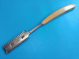Old Vtg Collectible Durham Duplex Straight Razor Made In USA Yellow Handle - £15.88 GBP