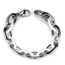 3W1008 - High polished (no plating) Stainless Steel Bracelet with Ceramic  in Wh - $756.92 MXN