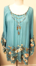 Johnny Was Embroidered Blouse Sz-1X Marine Blue - £152.79 GBP