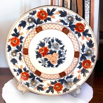 Gold Imari Hand Painted Vintage Floral &amp; Foliate Porcelain Platter Decor Japan - £74.09 GBP