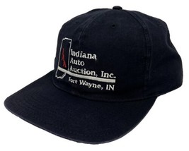 Vintage Indiana Auto Auction Hat Cap Snap Back Black Fort Wayne Cars Logo Mens - £14.00 GBP