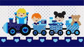 Pepita Needlepoint Canvas: Kids Heart Train Blue, 16&quot; x 9&quot; - £76.75 GBP+