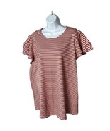 Ces Femme Short sleeve Striped  Blouse Tiered Cup Sleeve XL - $16.41 CAD