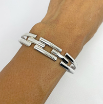Tapered &amp; Cut Out Square Cuff Bracelet 925 Sterling Silver, Handmade Bra... - $129.99