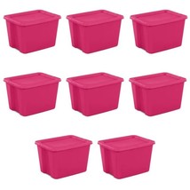 18 Gallon Tote Box Plastic, Fuchsia Burst, Set of 8storage storage boxes storage - £66.32 GBP