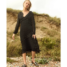 New Anthropologie Sirena Ruffled Tunic Dress  $160  SMALL Midi Polka Dot - £45.90 GBP