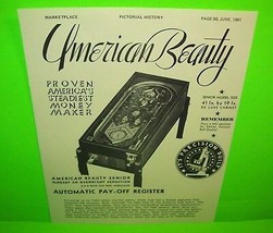 Pinball Machine AD American Beauty Daval Amusement Marketplace Magazine ... - £20.05 GBP
