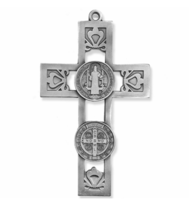 5.5&quot; Pierced Pewter St. Benedict Wall Cross - £31.26 GBP