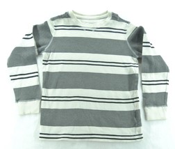 Canyon River Blues Boy&#39;s 10/12 Medium Long Sleeve Gray Black White Striped Shirt - £5.52 GBP