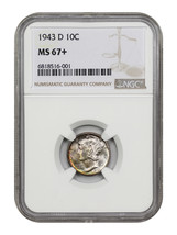 1943-D 10C Ngc MS67+ - £183.18 GBP