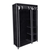 vidaXL Folding Wardrobe Black Fleece fabric cover and steel tube frame - $1,715.61 MXN