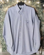 Ralph Lauren Men&#39;s Shirt Size M Blaire Blue Stripe 100% Cotton Button Down - £11.59 GBP