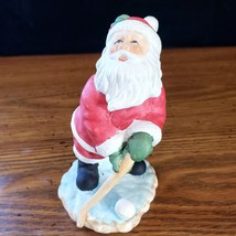 Golfing Santa Claus Porcelain Figurine 4.50&quot; Tall Made in China - £5.44 GBP
