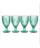 The Pioneer Woman Adeline 12-Ounce Footed Turquoise Glass Goblets, Set of 4 - $425.44 MXN