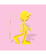 Fishing Lover’s Sculpture – Charming Boy with Fishing Rod and Two Caught Fish - $31.90