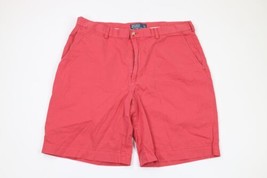 Vtg 90s Ralph Lauren Mens 38 Faded Pony Logo Flat Front Cotton Chino Shorts Pink - £34.75 GBP