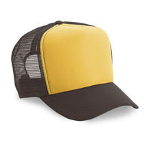Gold/Brown Trucker Hat 5 Panel Foam Front Mesh Back Hat 1dz New TRUCK-5 GBRN - £77.44 GBP