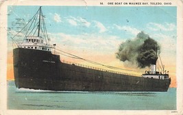 Postcard OH Ohio Toledo Ore Boat On Maumee Bay PM 1929 To Kirland Indiana I8 - £2.21 GBP