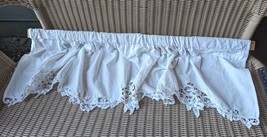 Vtg White Battenburg Lace Valance Crisp Linen Cotton Crochet 56&quot; French ... - $24.88
