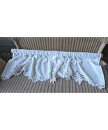 Vtg White Battenburg Lace Valance Crisp Linen Cotton Crochet 56&quot; French ... - £19.86 GBP