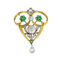 Victorian 1.20ct Rose Cut Diamond Pearl Gemstone Exclusive Wedding Brooc... - $364.65