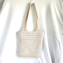 THE SAK Crochet Off White Hobo Shoulder Bag Purse Boho Festival Neutral Natural - £19.06 GBP
