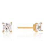 Precious Stars 18k Yellow Goldplated Silver 4mm Princess Cubic Zirconia ... - $20.40