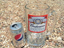 1990 TALL Big THICK Glass Budweiser Mug Stein bz - £35.65 GBP