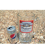 1990 TALL Big THICK Glass Budweiser Mug Stein bz - £36.15 GBP