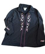 Norm Thompson Floral Embroidered Cottagecore Cardigan Full Zip Black XL ... - $458.41 MXN