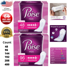 Poise Incontinence Pads For Woman Maximum Absorbency Regular/ Long Length 48ct - £23.18 GBP+