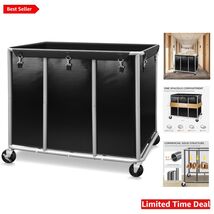 Multipurpose Black Laundry Cart with Waterproof Liner Bag, 400 lbs Load ... - $232.60
