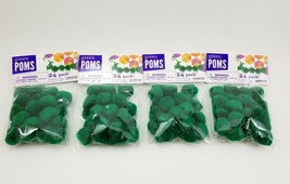 (Lot of 4) 24 Green Poms per Package. 1inch. Arts and Crafts. 96 Total. Fuzzy - £9.48 GBP