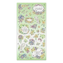 FLOWER STICKERS Craft Scrapbook Sticker Sheet Kawaii Green Blue Floral P... - $2.49