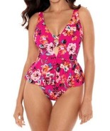 Skinny Dippers HOT HOUSE PINK Too Too Plunge Skirt One Piece Swimsuit Sm... - £67.59 GBP
