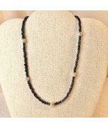Handcrafted Beaded Necklace Pewter Colored Beads with Silver Accent Bead... - £19.55 GBP