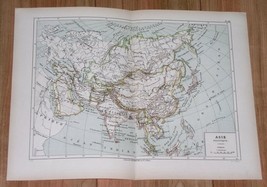 1887 Original Antique Political Map Of Asia China Russia Japan India Indonesia - £17.13 GBP