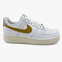 Nike Air Force 1 &#39;07 White Metallic Gold Womens Size 7 Athletic Sneaker - £69.54 GBP