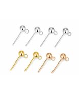2 PCS Genuine 925 Sterling Silver Stud Earring Post w/3mm/4mm Ball Ear W... - $4.87 CAD