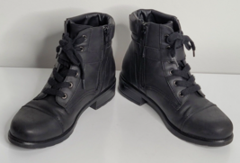 Madden Girl Dennie Black Combat Boot Women&#39;s 8M Lace Up Side Zip Biker Shoes - £27.63 GBP