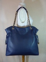 NWT Tory Burch Hudson Bay/Navy Pebbled Leather Marion NS Slouchy Tote $595 - £463.46 GBP