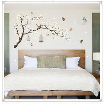187x128cm Large Size Tree Wall Stickers Birds Flower Home Decor Wallpapers  - £22.05 GBP
