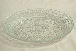 Clear Glass Cup Cake Serving Platter Plate Textured 7 Point Fan Vintage MCM - £33.83 GBP