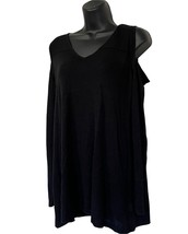 Knit by Hampshire Studio Cold Shoulder Top Black Misses Size M - £8.42 GBP