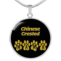 Chinese Crested Mama Circle Necklace Stainless Steel or 18k Gold 18-22&quot; Dog Owne - £43.32 GBP