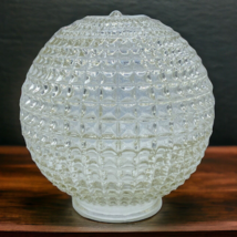 Vtg Cut Glass Light Shade Waffle Square Globe Shade Pair Antique 3 1/4” Fitter - £31.42 GBP